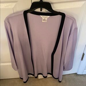 Misook Purple and Black Knit Cardigan with Relaxed Fit
